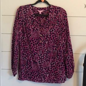 Lilly Pulitzer mixed print three button tunic